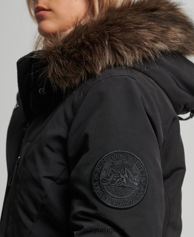 uy Superdry mujer parka everest de piel sintética con capucha negro DT2N8Z3762 ropa