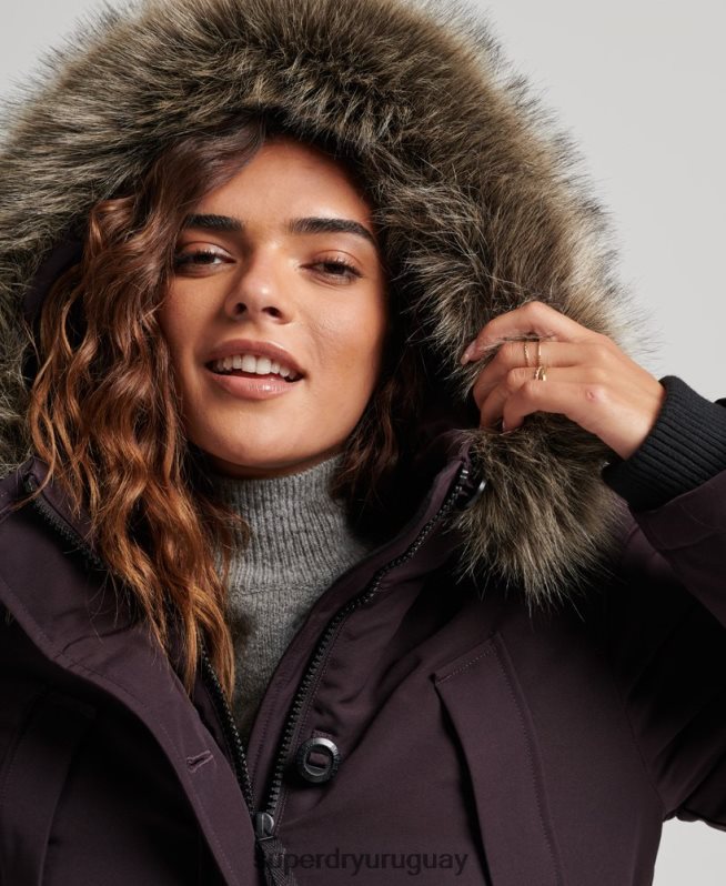 uy Superdry mujer parka everest púrpura DT2N8Z3786 ropa