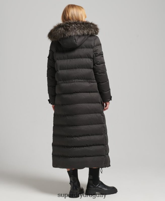 uy Superdry mujer parka expedición de microfibra con palangre negro DT2N8Z5448 ropa