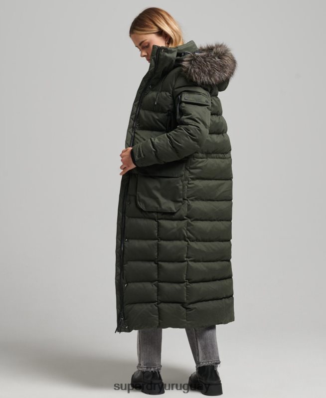 uy Superdry mujer parka expedición de microfibra con palangre verde DT2N8Z5490 ropa