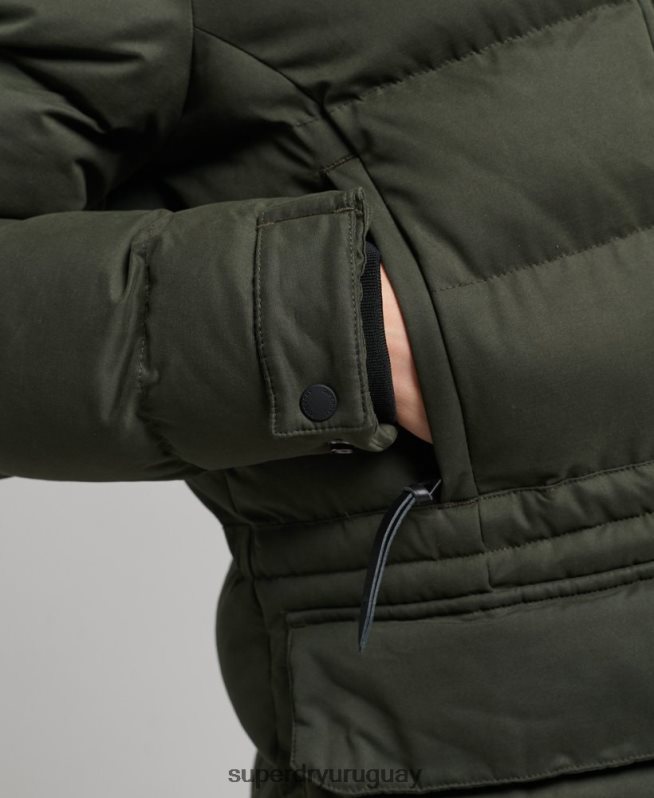 uy Superdry mujer parka expedición de microfibra con palangre verde DT2N8Z5490 ropa