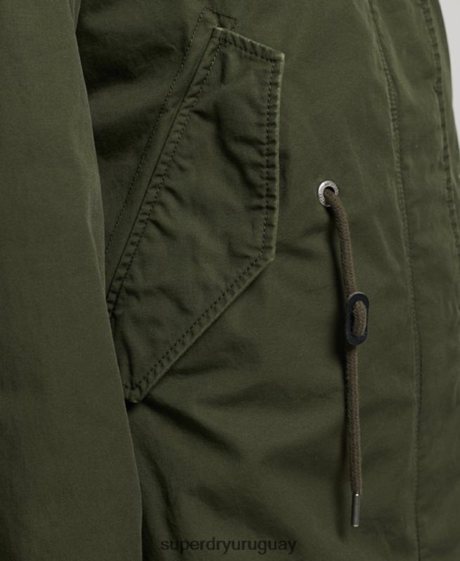 uy Superdry mujer parka militar auténtica de piel sintética verde DT2N8Z5493 ropa
