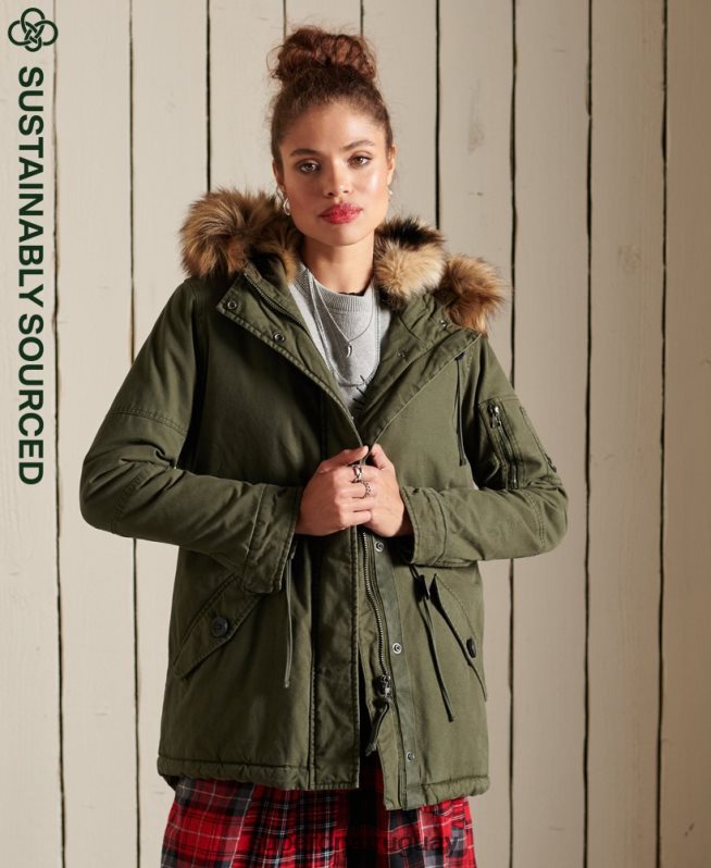 uy Superdry mujer parka militar premium verde DT2N8Z5639 ropa