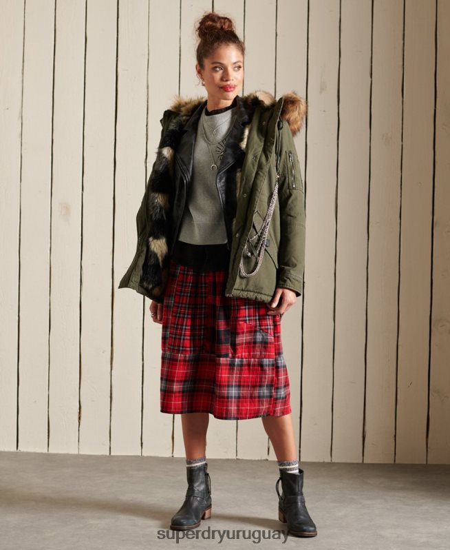 uy Superdry mujer parka militar premium verde DT2N8Z5639 ropa
