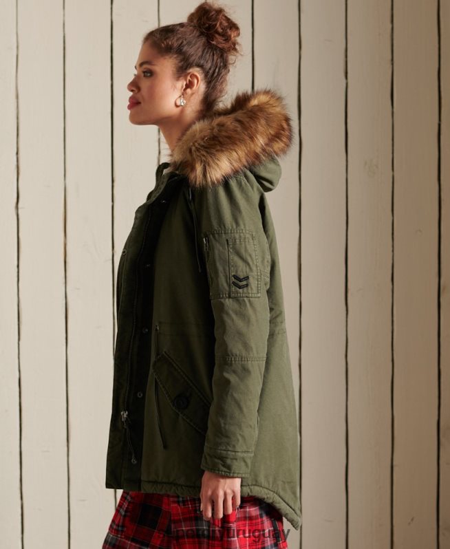 uy Superdry mujer parka militar premium verde DT2N8Z5639 ropa