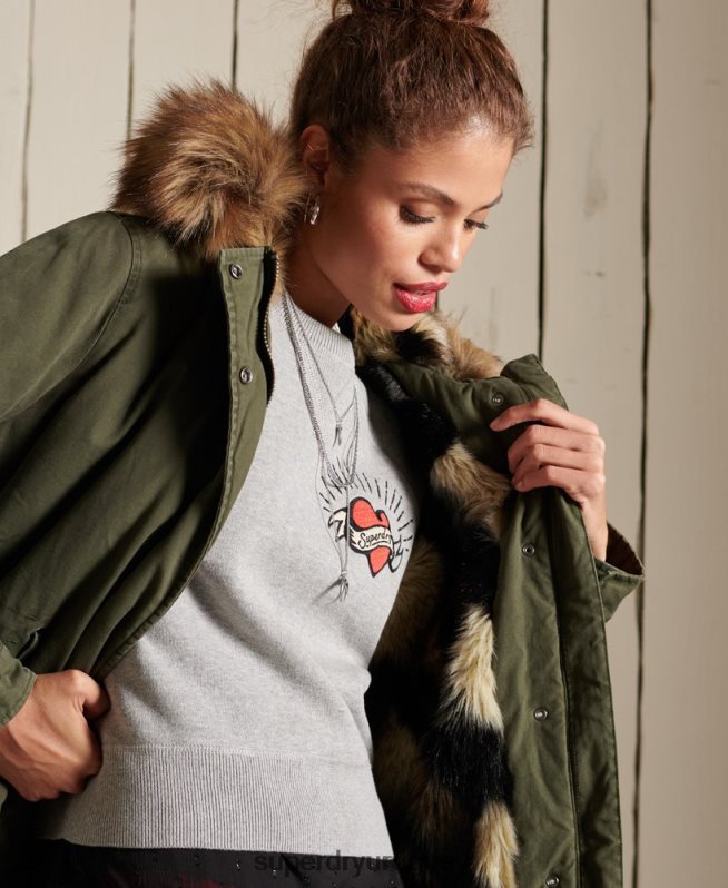 uy Superdry mujer parka militar premium verde DT2N8Z5639 ropa