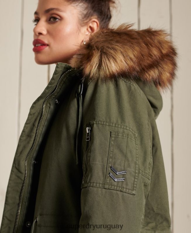 uy Superdry mujer parka militar premium verde DT2N8Z5639 ropa