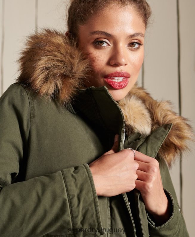 uy Superdry mujer parka militar premium verde DT2N8Z5639 ropa