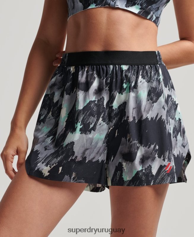 uy Superdry mujer correr pantalones cortos de concha gris oscuro DT2N8Z6316 ropa