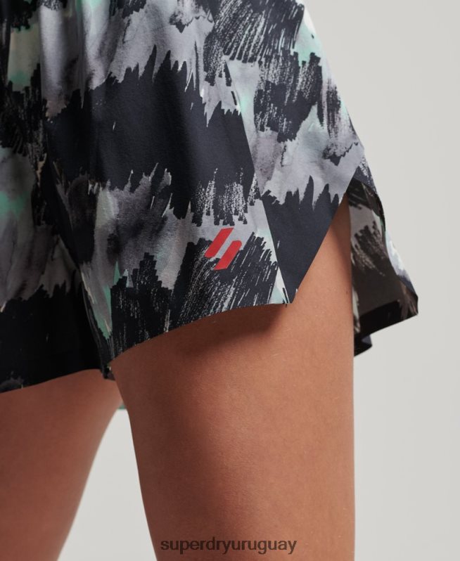 uy Superdry mujer correr pantalones cortos de concha gris oscuro DT2N8Z6316 ropa