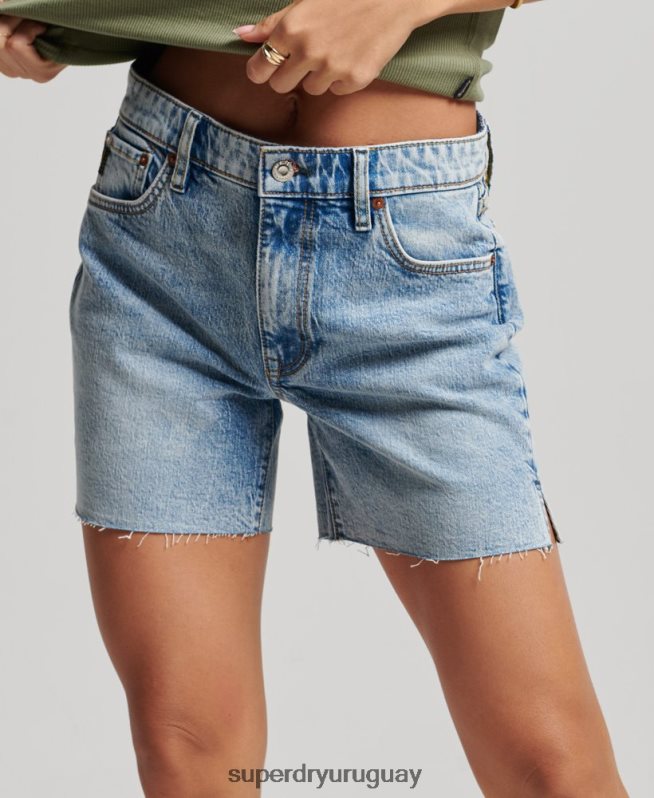 uy Superdry mujer corto de tiro medio azul claro DT2N8Z2161 ropa