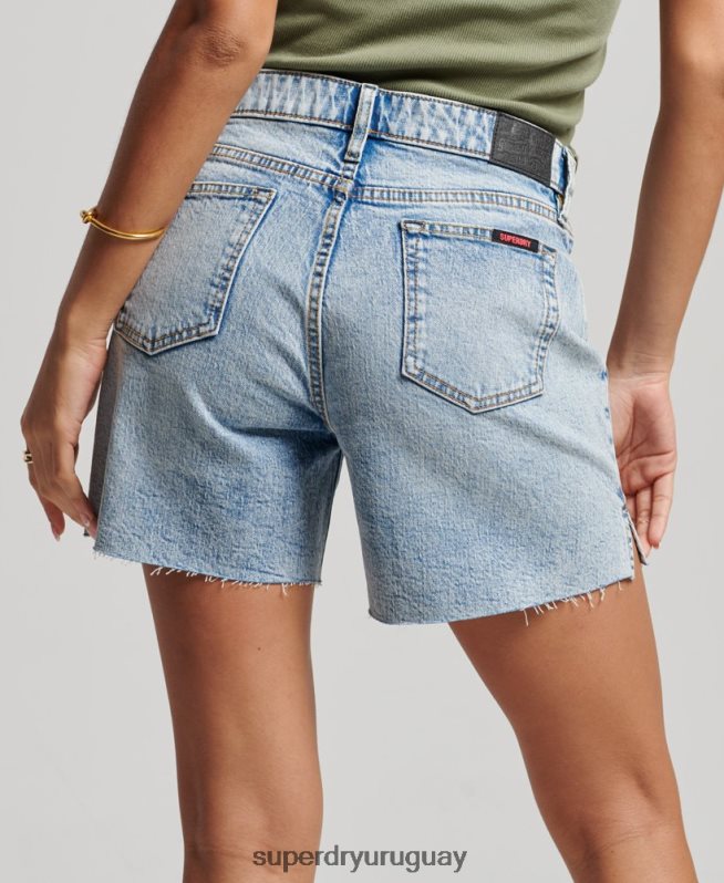 uy Superdry mujer corto de tiro medio azul claro DT2N8Z2161 ropa