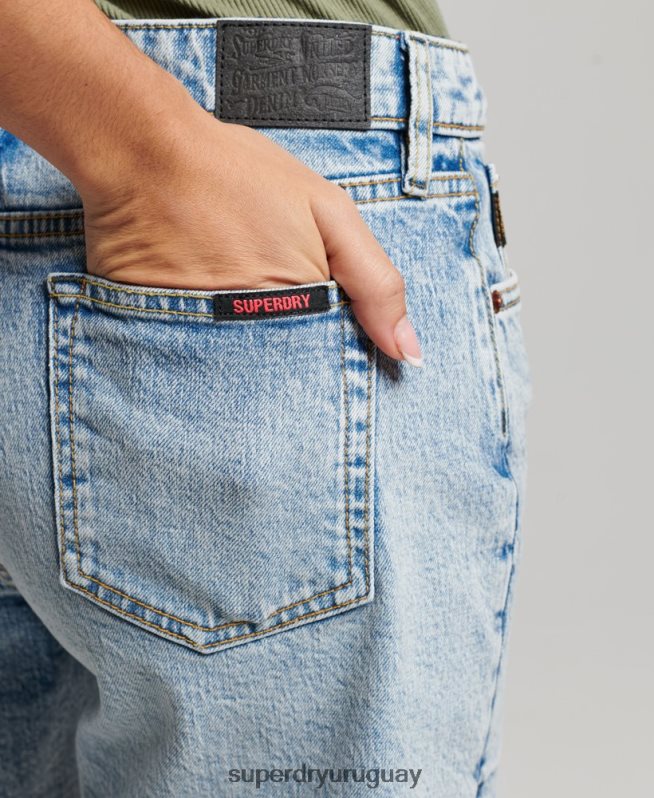 uy Superdry mujer corto de tiro medio azul claro DT2N8Z2161 ropa