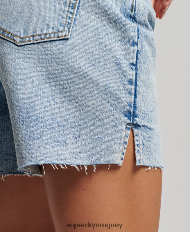 uy Superdry mujer corto de tiro medio azul claro DT2N8Z2161 ropa