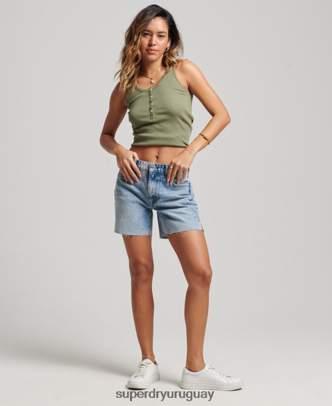 uy Superdry mujer corto de tiro medio azul claro DT2N8Z2161 ropa