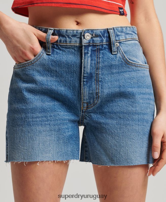 uy Superdry mujer corto de tiro medio azul oscuro DT2N8Z2212 ropa