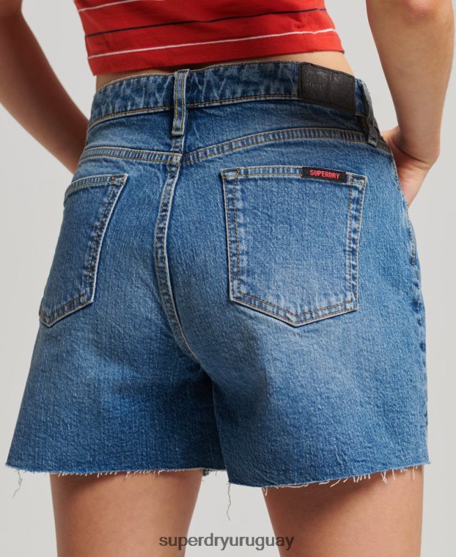 uy Superdry mujer corto de tiro medio azul oscuro DT2N8Z2212 ropa