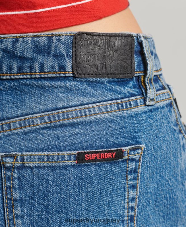 uy Superdry mujer corto de tiro medio azul oscuro DT2N8Z2212 ropa