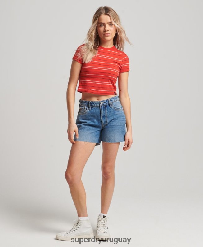 uy Superdry mujer corto de tiro medio azul oscuro DT2N8Z2212 ropa