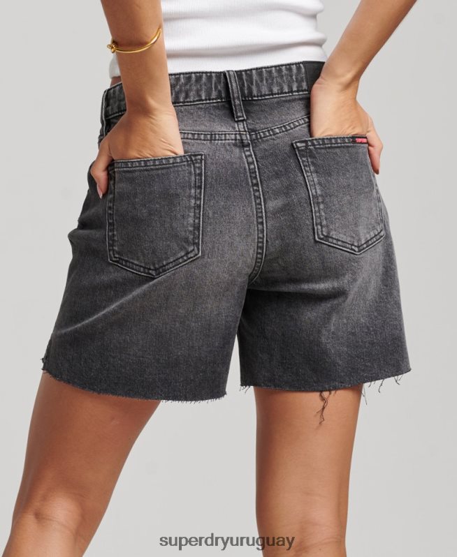 uy Superdry mujer corto de tiro medio negro DT2N8Z2158 ropa