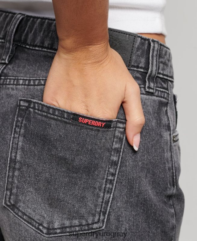 uy Superdry mujer corto de tiro medio negro DT2N8Z2158 ropa