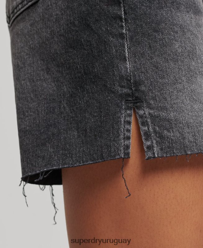 uy Superdry mujer corto de tiro medio negro DT2N8Z2158 ropa