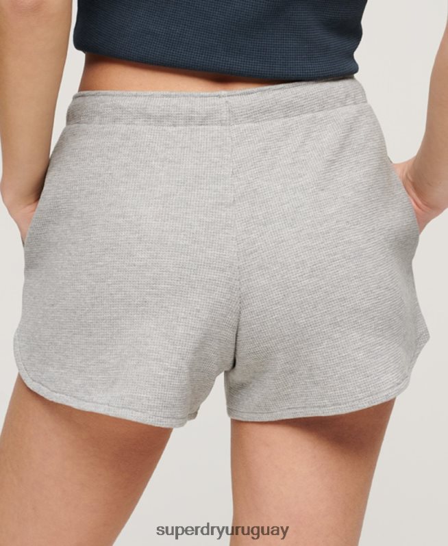 uy Superdry mujer pantalones cortos atléticos esenciales de gofres gris DT2N8Z2183 ropa