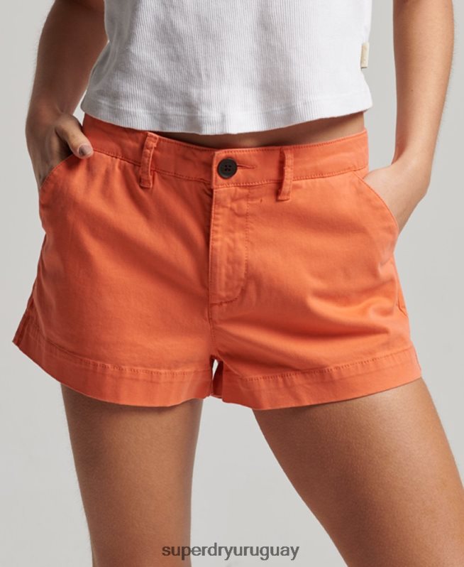 uy Superdry mujer pantalones cortos chinos calientes coral DT2N8Z2135 ropa