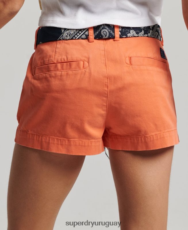 uy Superdry mujer pantalones cortos chinos calientes coral DT2N8Z2135 ropa