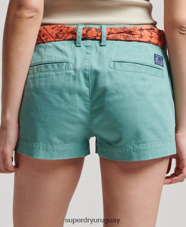 uy Superdry mujer pantalones cortos chinos calientes verde DT2N8Z2053 ropa