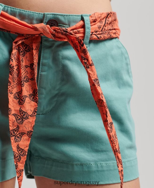uy Superdry mujer pantalones cortos chinos calientes verde DT2N8Z2053 ropa