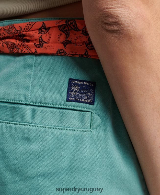 uy Superdry mujer pantalones cortos chinos calientes verde DT2N8Z2053 ropa