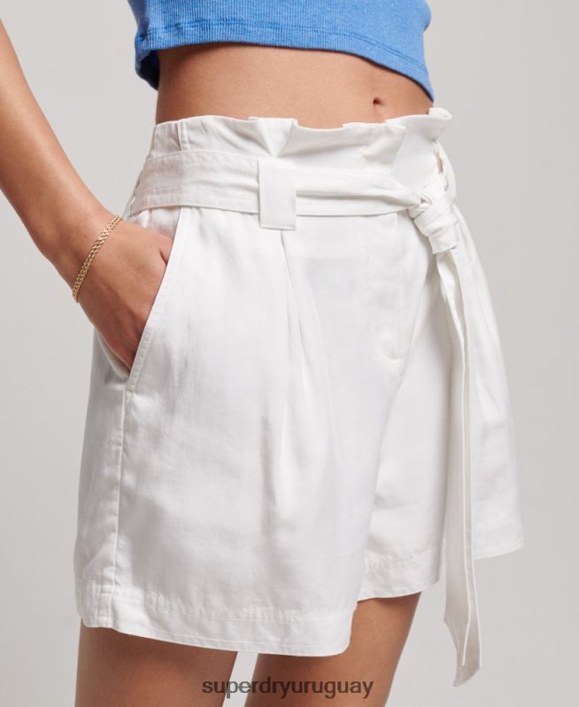 uy Superdry mujer pantalones cortos de bolsa de papel blanco DT2N8Z3168 ropa