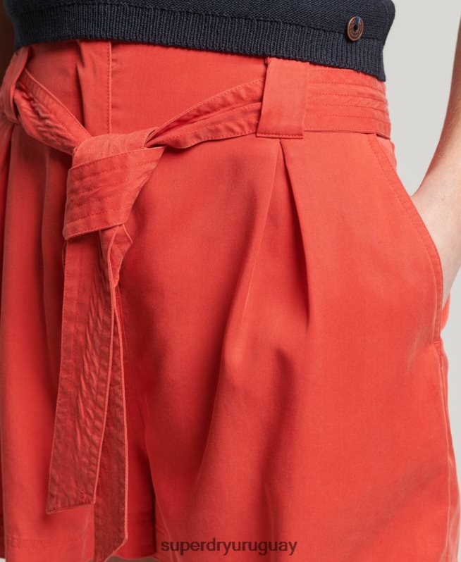 uy Superdry mujer pantalones cortos de bolsa de papel rojo DT2N8Z3138 ropa