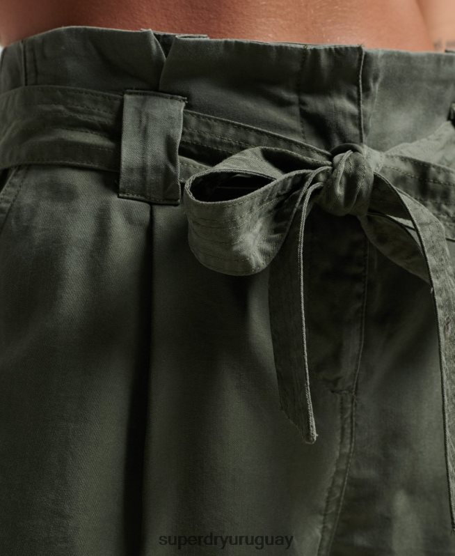uy Superdry mujer pantalones cortos de bolsa de papel verde DT2N8Z3166 ropa