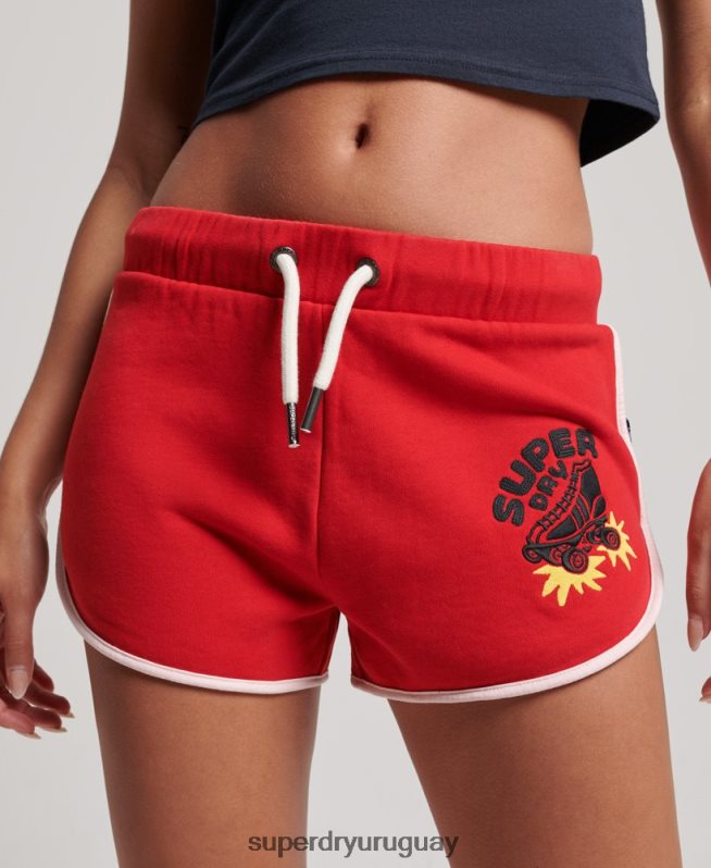 uy Superdry mujer pantalones cortos de jersey vintage roll with it rojo DT2N8Z2180 ropa