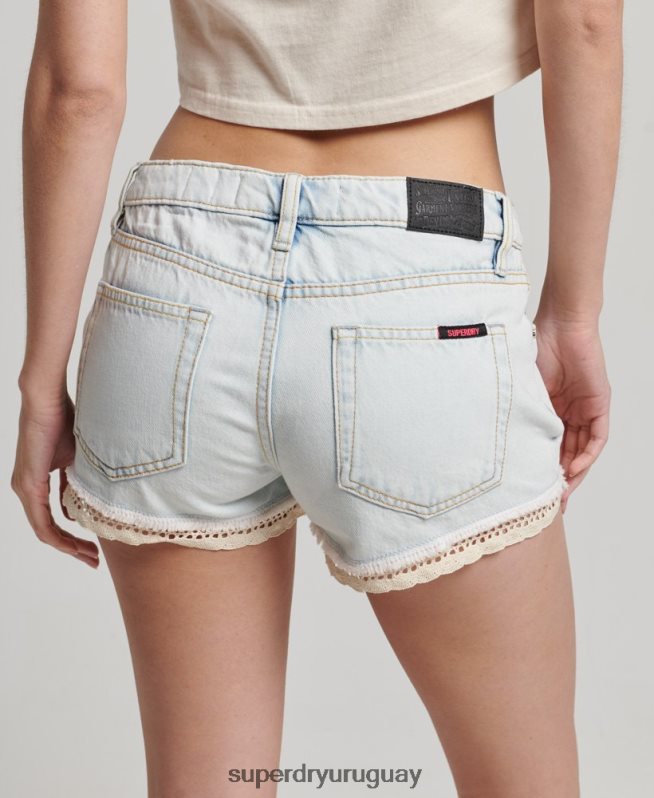 uy Superdry mujer pantalones cortos de mezclilla azul claro DT2N8Z3144 ropa