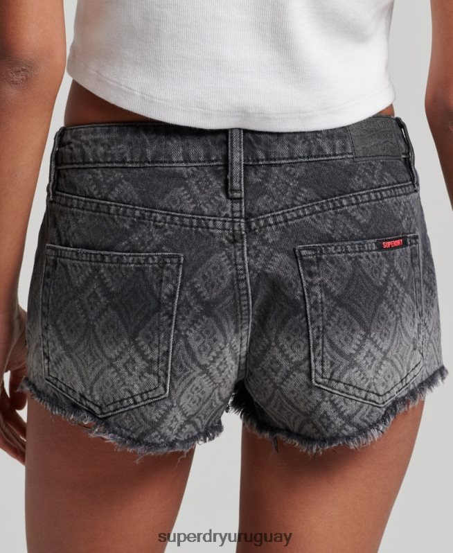 uy Superdry mujer pantalones cortos de mezclilla negro DT2N8Z3096 ropa