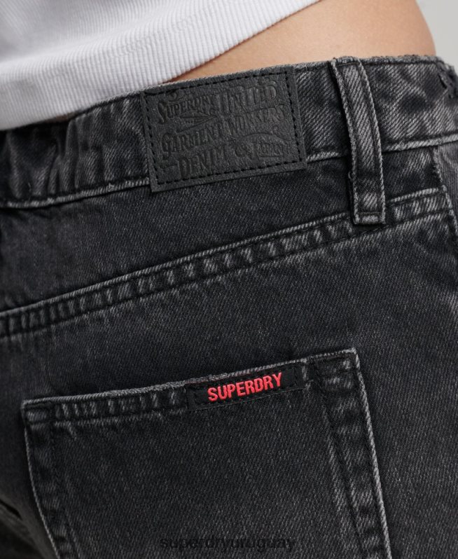 uy Superdry mujer pantalones cortos de mezclilla negro DT2N8Z3102 ropa