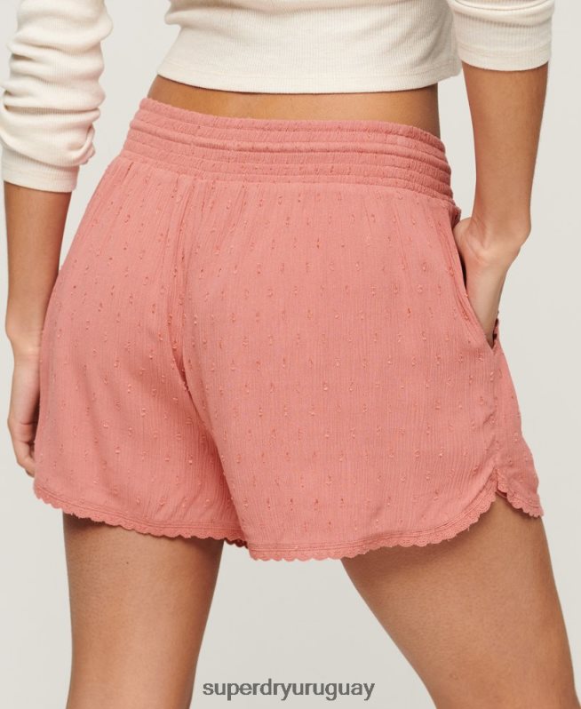 uy Superdry mujer pantalones cortos de playa de época rosa DT2N8Z3094 ropa