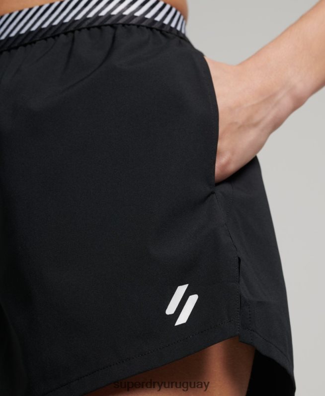 uy Superdry mujer pantalones cortos sueltos de entrenamiento negro DT2N8Z6326 ropa