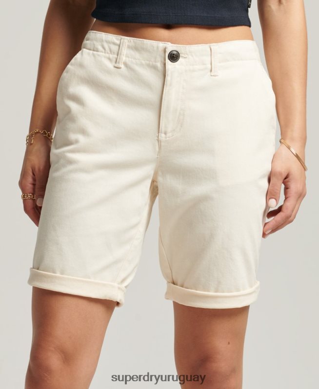 uy Superdry mujer shorts chinos urbanos crema DT2N8Z3142 ropa