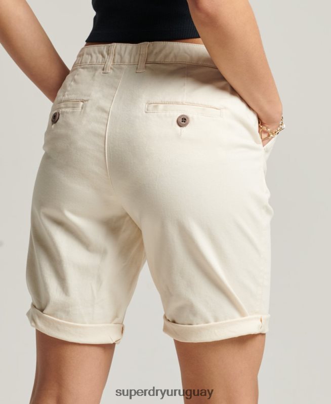 uy Superdry mujer shorts chinos urbanos crema DT2N8Z3142 ropa