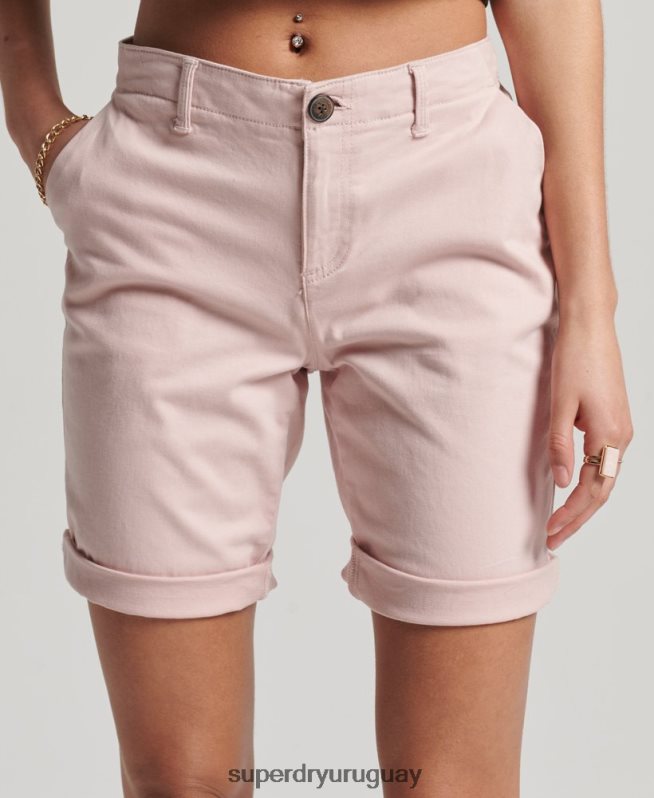 uy Superdry mujer shorts chinos urbanos rosa DT2N8Z3152 ropa