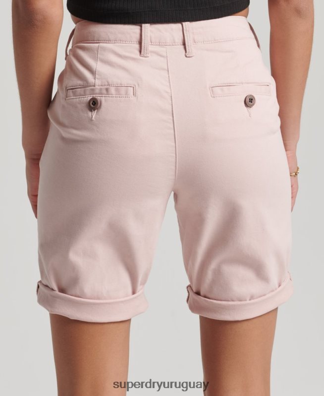 uy Superdry mujer shorts chinos urbanos rosa DT2N8Z3152 ropa