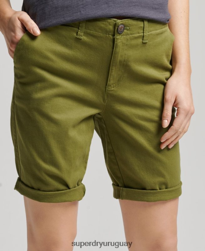 uy Superdry mujer shorts chinos urbanos verde DT2N8Z3121 ropa