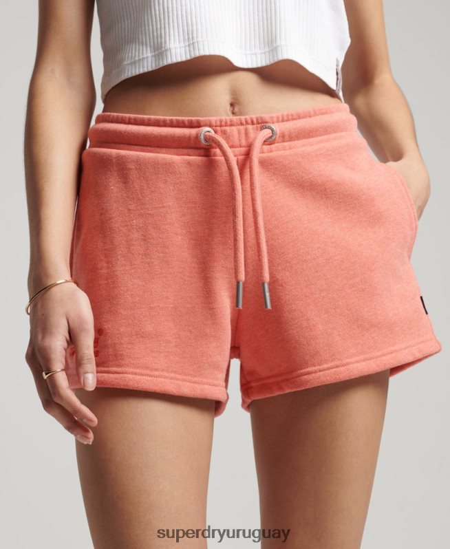 uy Superdry mujer shorts de algodón orgánico con logo vintage coral DT2N8Z3155 ropa