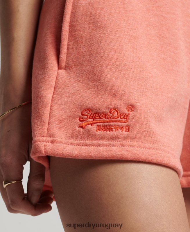uy Superdry mujer shorts de algodón orgánico con logo vintage coral DT2N8Z3155 ropa