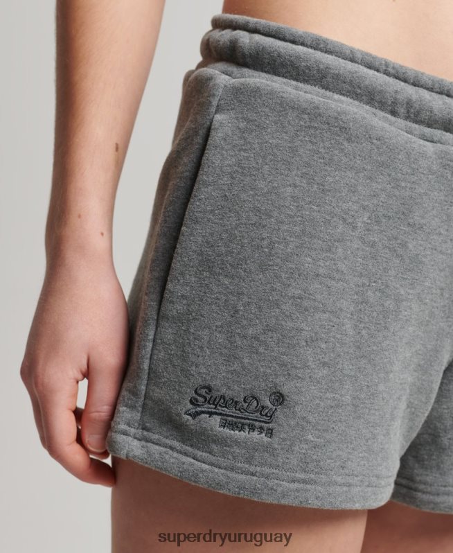 uy Superdry mujer shorts de algodón orgánico con logo vintage gris DT2N8Z6624 ropa