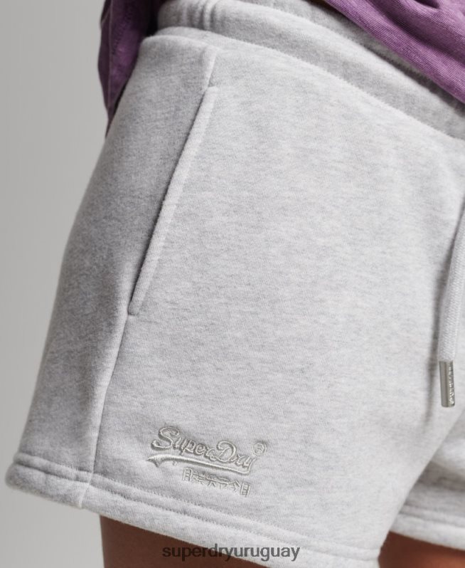 uy Superdry mujer shorts de algodón orgánico con logo vintage gris claro DT2N8Z3153 ropa
